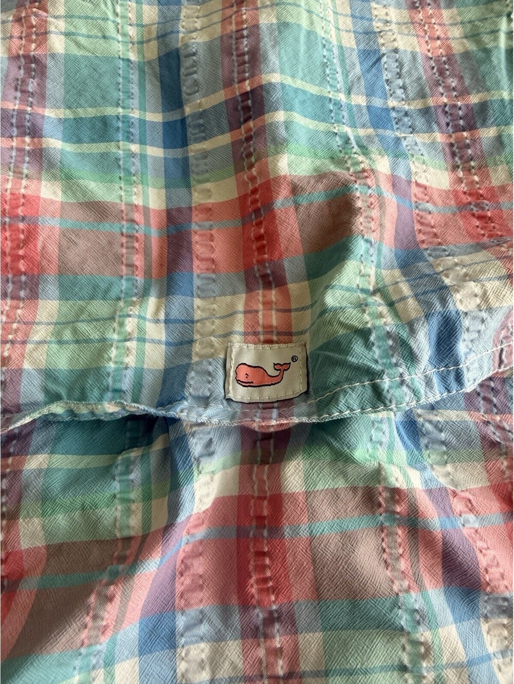 Vineyard Vines Men’s Harbor Fishing Style Pink Green Plaid Shirt Size Medium - Picture 5 of 7